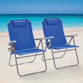 2-Pack 4-Position Oversize Beach Chair;  Blue