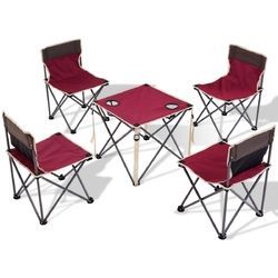 Outdoor Camp Portable Folding Table Chairs Set w/ Carrying Bag