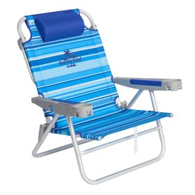 UNNYFEEL Extra Wide 28" Low Beach Chair 5 Position Lay Flat, XL Oversized Portable Folding Camping Chairs with Cup Holder for Outdoor/Trip