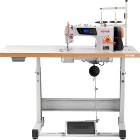 VEVOR Industrial Sewing Machine, Heavy-duty Lockstitch Sewing Machine with 550W Servo Motor Table Stand, Electro-mechanization Intelligent Start-stop