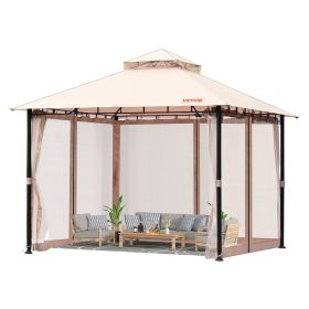 VEVOR Patio Gazebo for 6-8 Person, 10 x 10 FT Backyard Gazebo, with Mosquito Netting, Metal Frame, and PU Coated 180G Polyester