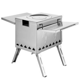 VEVOR Tent Wood Stove 18.1x15x27.2 inch, Camping Wood Stove 304 Stainless Steel With Folding Pipe