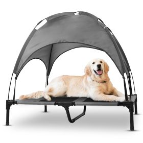 Outdoor Elevated Dog Bed Cooling Raised Pet Cot Canopy Shade Tent Pet Cooling Bed with Removable Canopy for Outside Yard Camping Beach