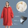 Mutao Waterproof Quick Dry Changing Robe; Long Sleeve Outdoor Windproof Changing Robe With Fleece Lining And Hooded For Swimming Surfing Diving Campin