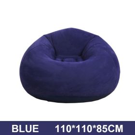 Large Lazy Inflatable Sofas Chair Flocking Flocking Sofa Chair Lounger Seat Bean Bag Sofa For Outdoor Living Room Camping Travel (Color: Blue, Ships From: China)