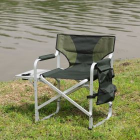 1-piece Padded Folding Outdoor Chair with Side Table and Storage Pockets,Lightweight Oversized Directors Chair for indoor, Outdoor Camping (Color: as Pic)