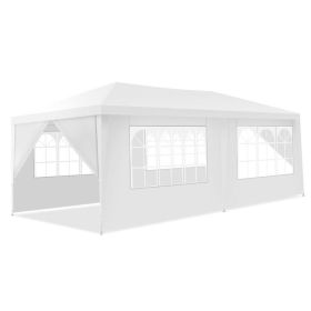 10 x 20 Feet 6 Sidewalls Canopy Tent with Carry Bag (Color: White)