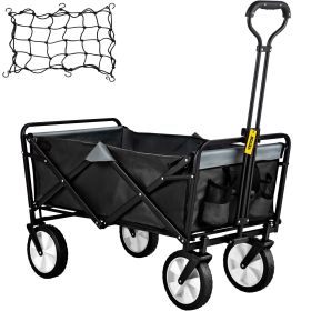 VEVOR Wagon Cart, Collapsible Folding Cart with 176lbs Load, Outdoor Utility Garden Cart, Adjustable Handle (Color: Dark Grey)