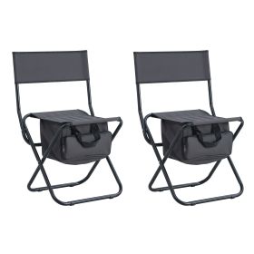 2-piece Folding Outdoor Chair with Storage Bag, Portable Chair for indoor, Outdoor Camping, Picnics and Fishing,Grey (Color: As Picture)