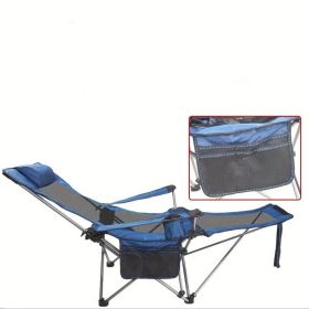 Foldable Camping Chair 330LBS Load Heavy Duty Steel Lawn Chair Collapsible Chair with Reclining Backrest Angle Cup Holder Pillow Side Pocket Carry Bag (colour: blue)