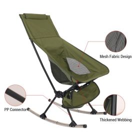 Portable Camping Rocking Chair 198LBS Weight Capacity Included Carry Bag High Back Rocker Chair For Patio Fishing Beach Lawn Travel Ban on Amazon sale (colour: green)