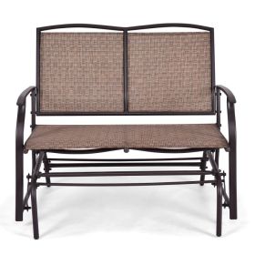 Iron Patio Rocking Chair for Outdoor Backyard and Lawn (Color: Brown)