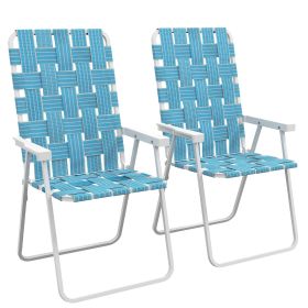 Outsunny Set of 2 Patio Folding Chairs, Classic Outdoor Camping Chairs, Portable Lawn Chairs for Camping, Garden, Pool, Beach, Backyard w/ Armrests (Color: as Pic)