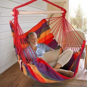 Hammock Hanging Chair Canvas Porch Patio Swing Seat Portable Camping Rope Seat (Color: Red)