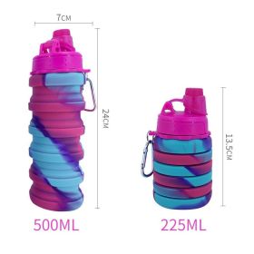 500ml Creative Silicone Folding Water Cup Outdoor Sports Ride Fitness Portable Kettle Camouflage Gift Cup Free Delivery Items (Color: 4, Capacity: 0.5L)