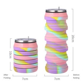 480ml Foldable Silicone Water Cup Creative Protable Travel Cycling Running Water Bottle Folding Outdoor Sports Kettle Drinkware (Color: 05, Capacity: 480ml)